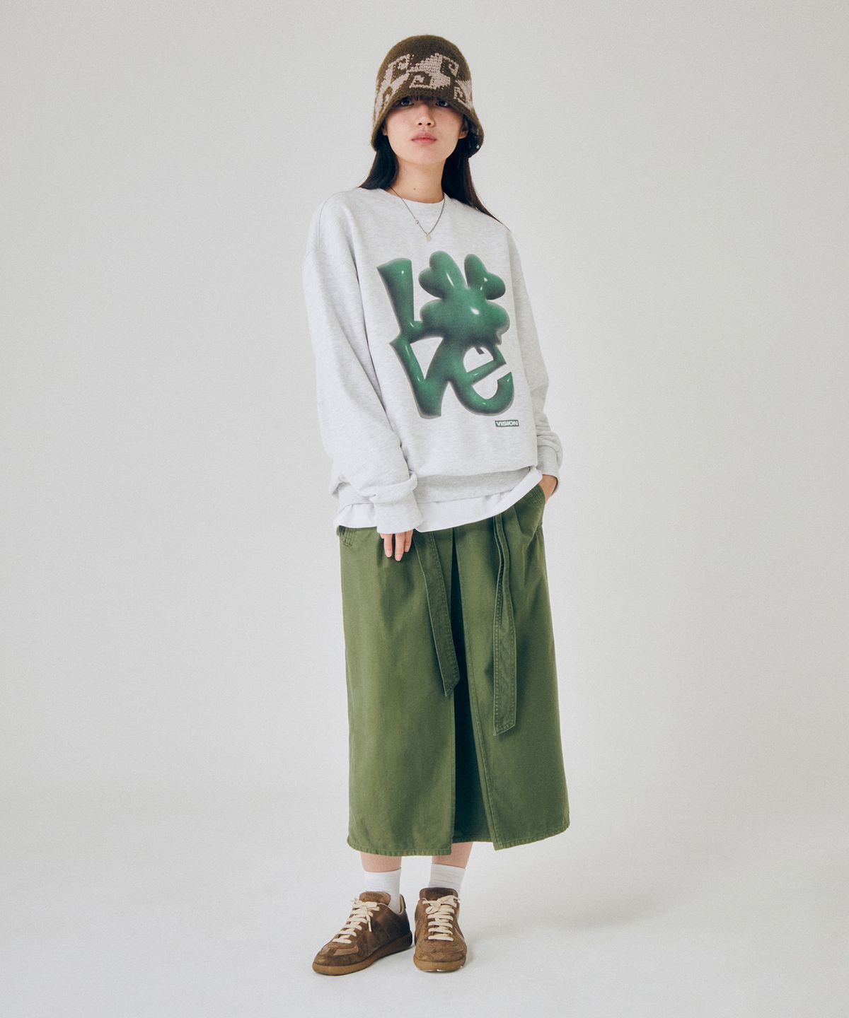 비전스트릿웨어(VISION STREETWEAR) VSW 3D Love Crewneck Light Gray