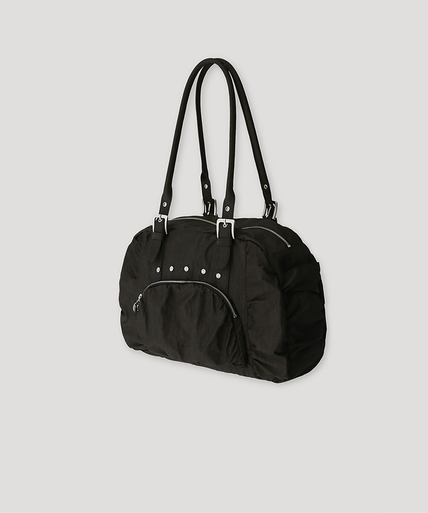 MUSINSA | YUSE SHIRRING NYLON BIG SHOULDER BAG - BLACK