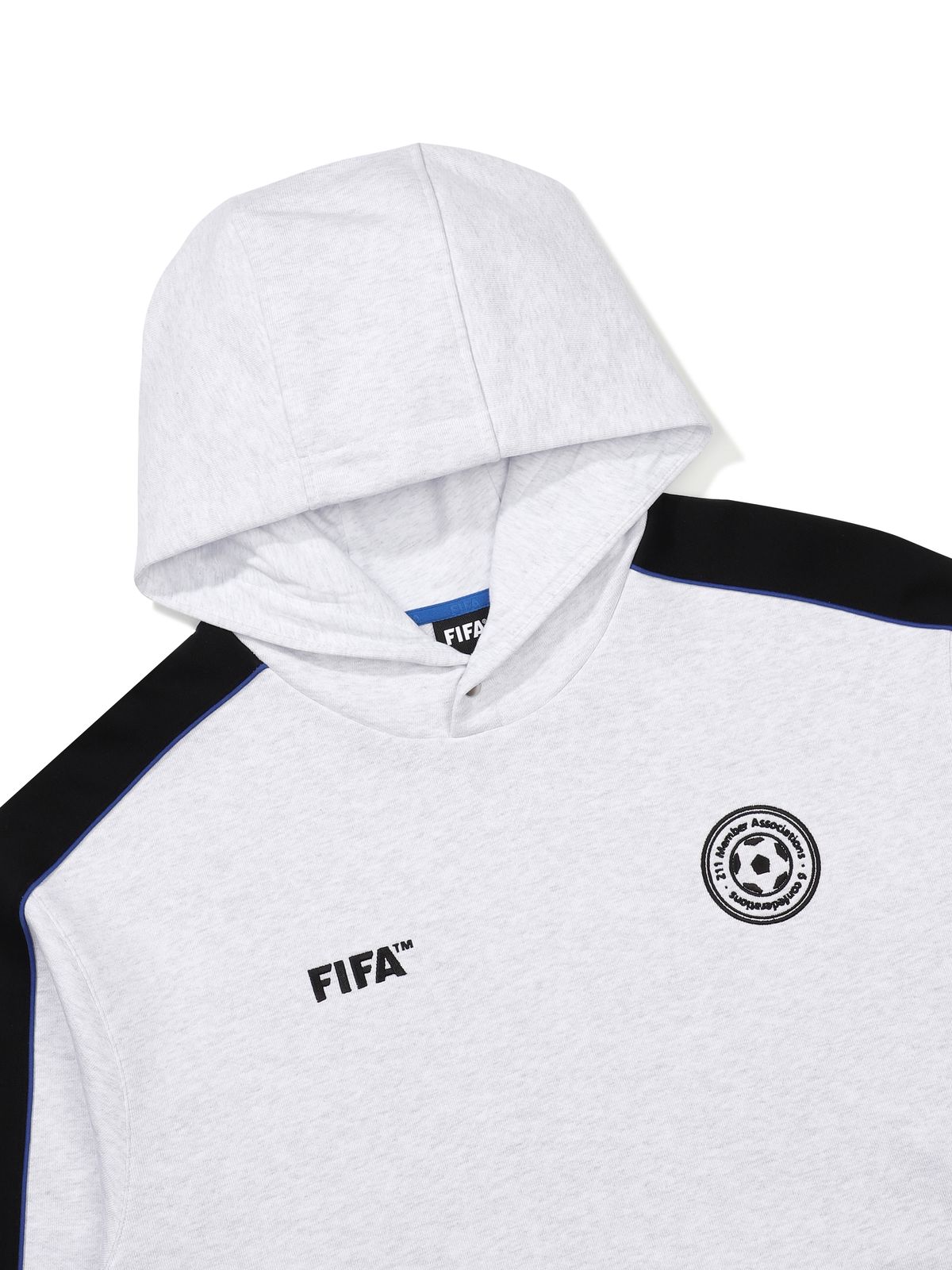 피파 1904(FIFA 1904) 세미오버핏 배색 후드티 라이트 그레이