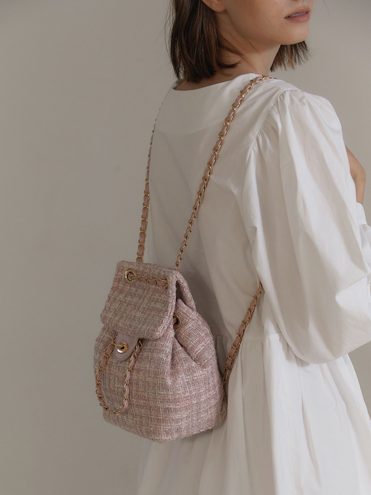 아노에틱(ANOETIC) ANC TWEED CLASSIC BACKPACK_PINK