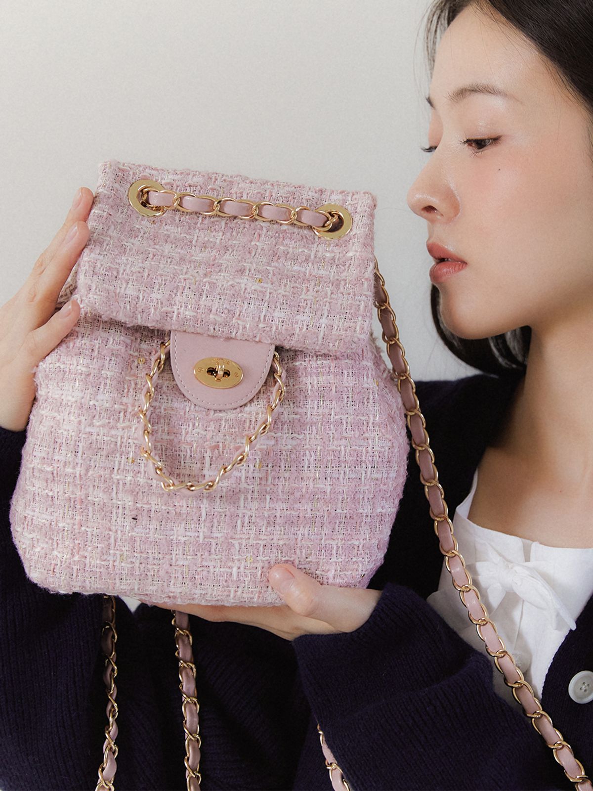 아노에틱(ANOETIC) ANC TWEED CLASSIC BACKPACK_PINK