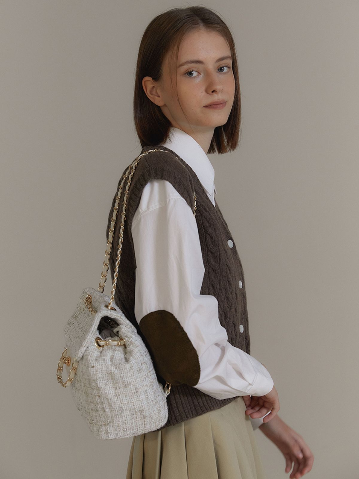 아노에틱(ANOETIC) ANC TWEED CLASSIC BACKPACK_IVORY