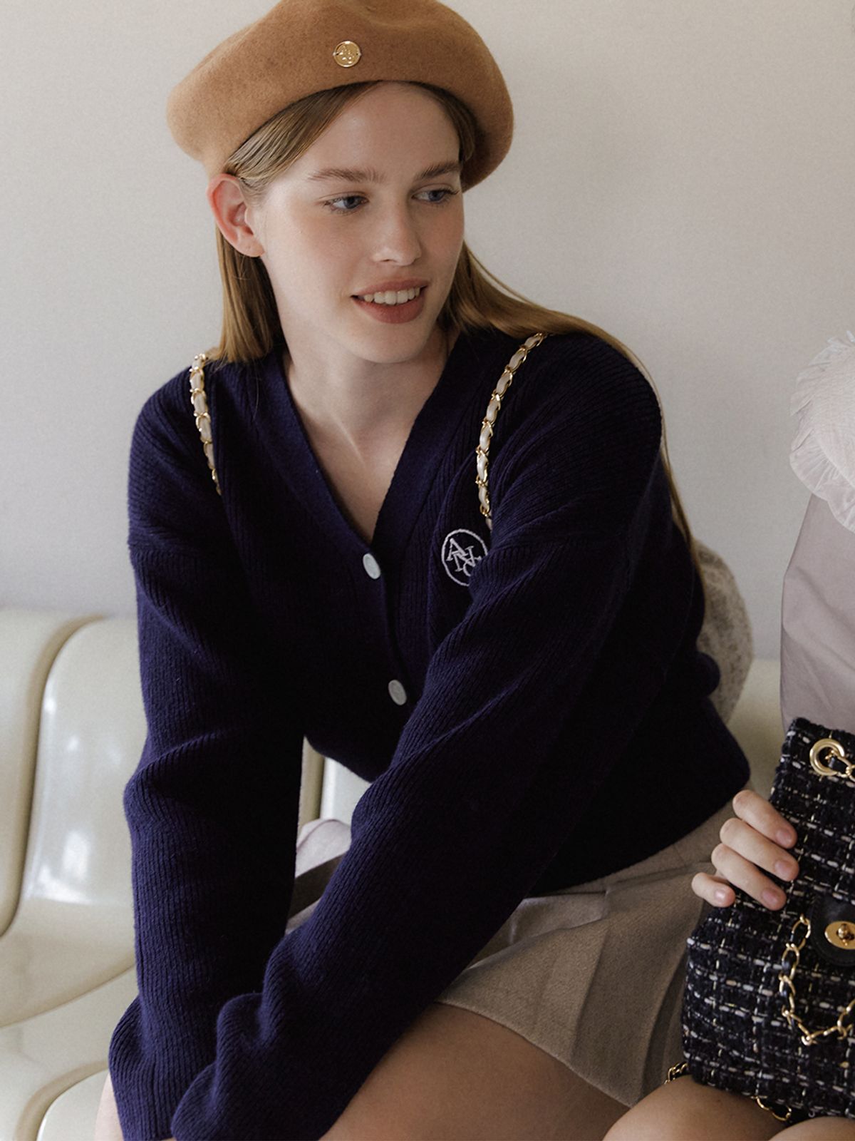 아노에틱(ANOETIC) ANC LOGO POINT WOOL BERET_BEIGE