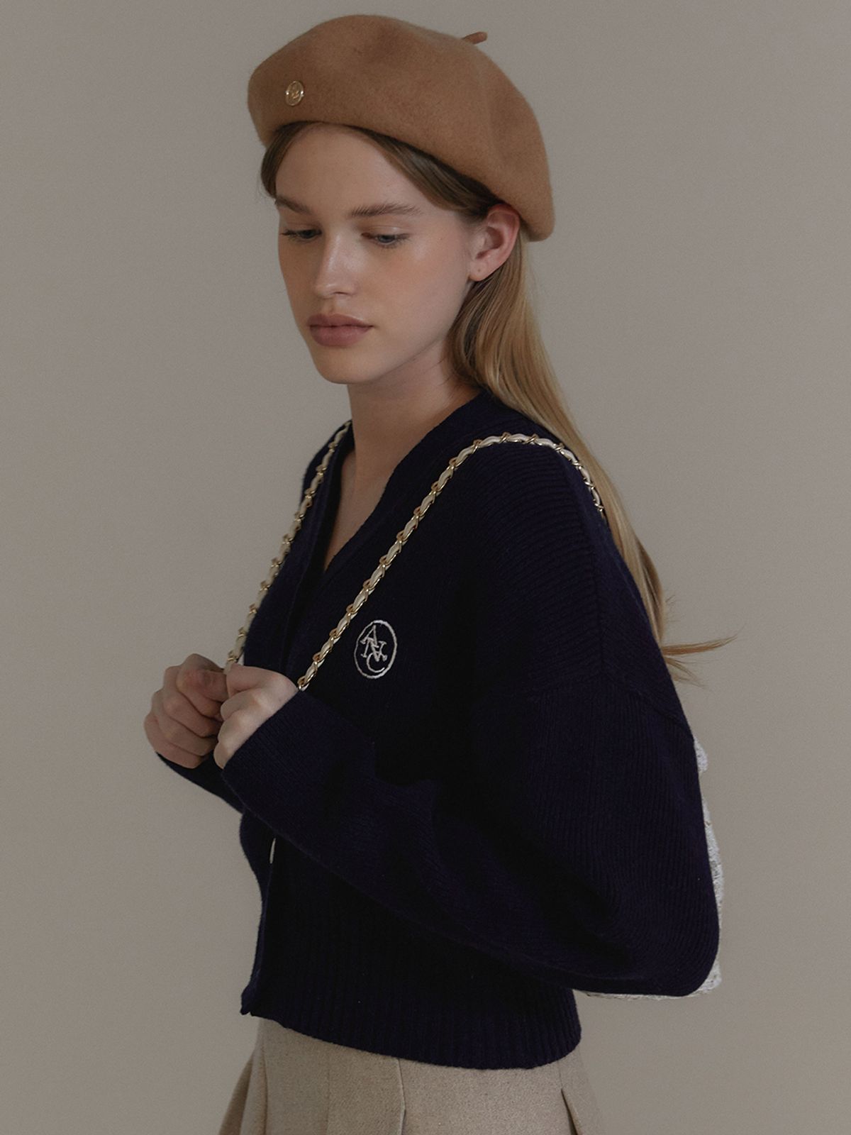 아노에틱(ANOETIC) ANC LOGO POINT WOOL BERET_BEIGE