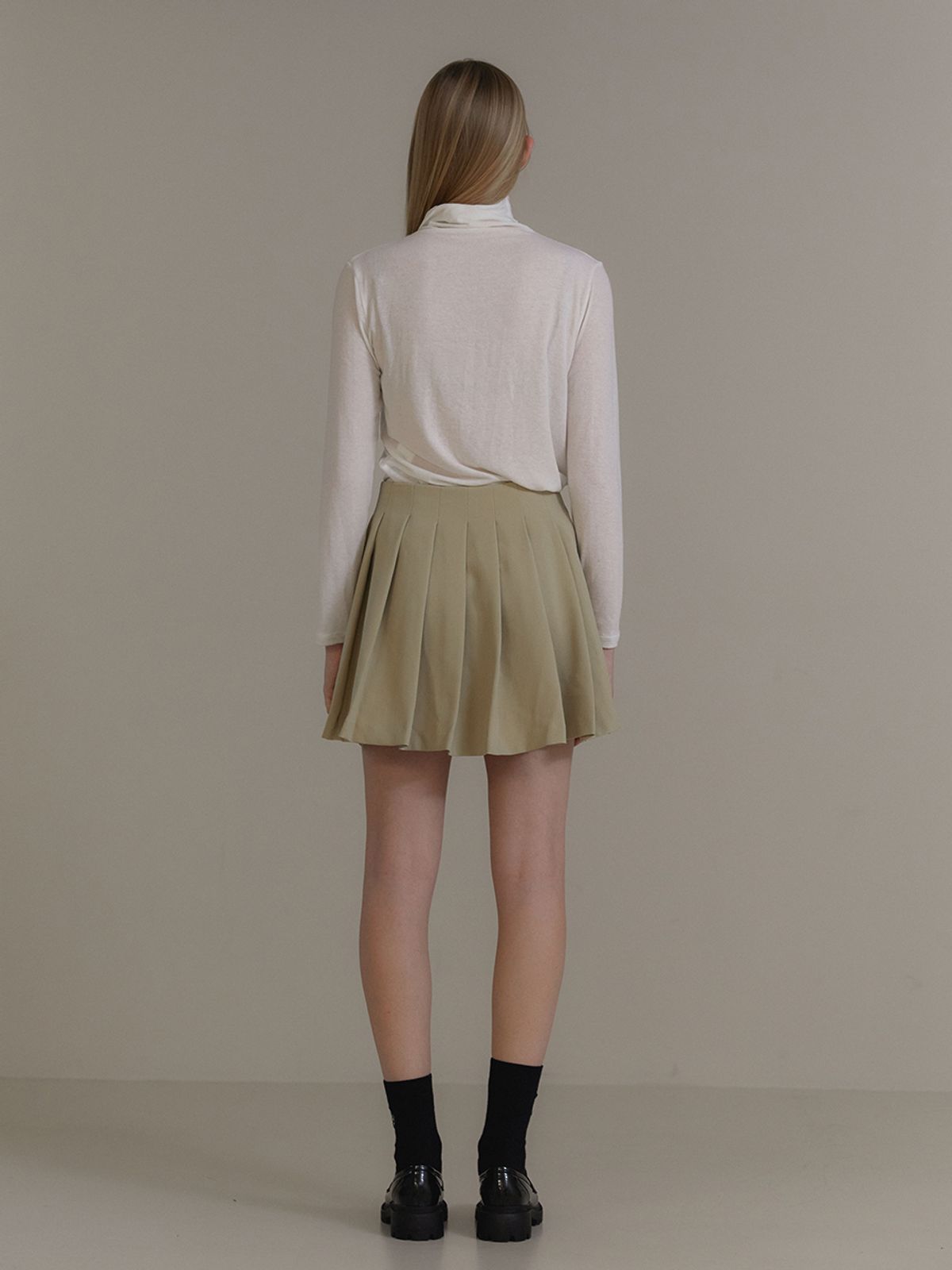 아노에틱(ANOETIC) ANC BUCKLE PLEATS WRAP SKIRT_BEIGE