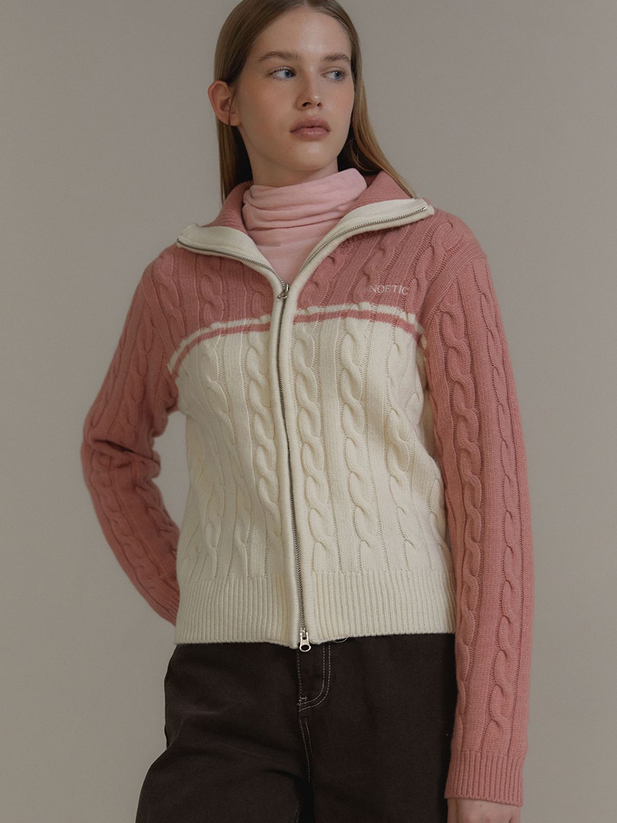 아노에틱(ANOETIC) ANC TWO-WAY COLORING ZIP-UP_PINK