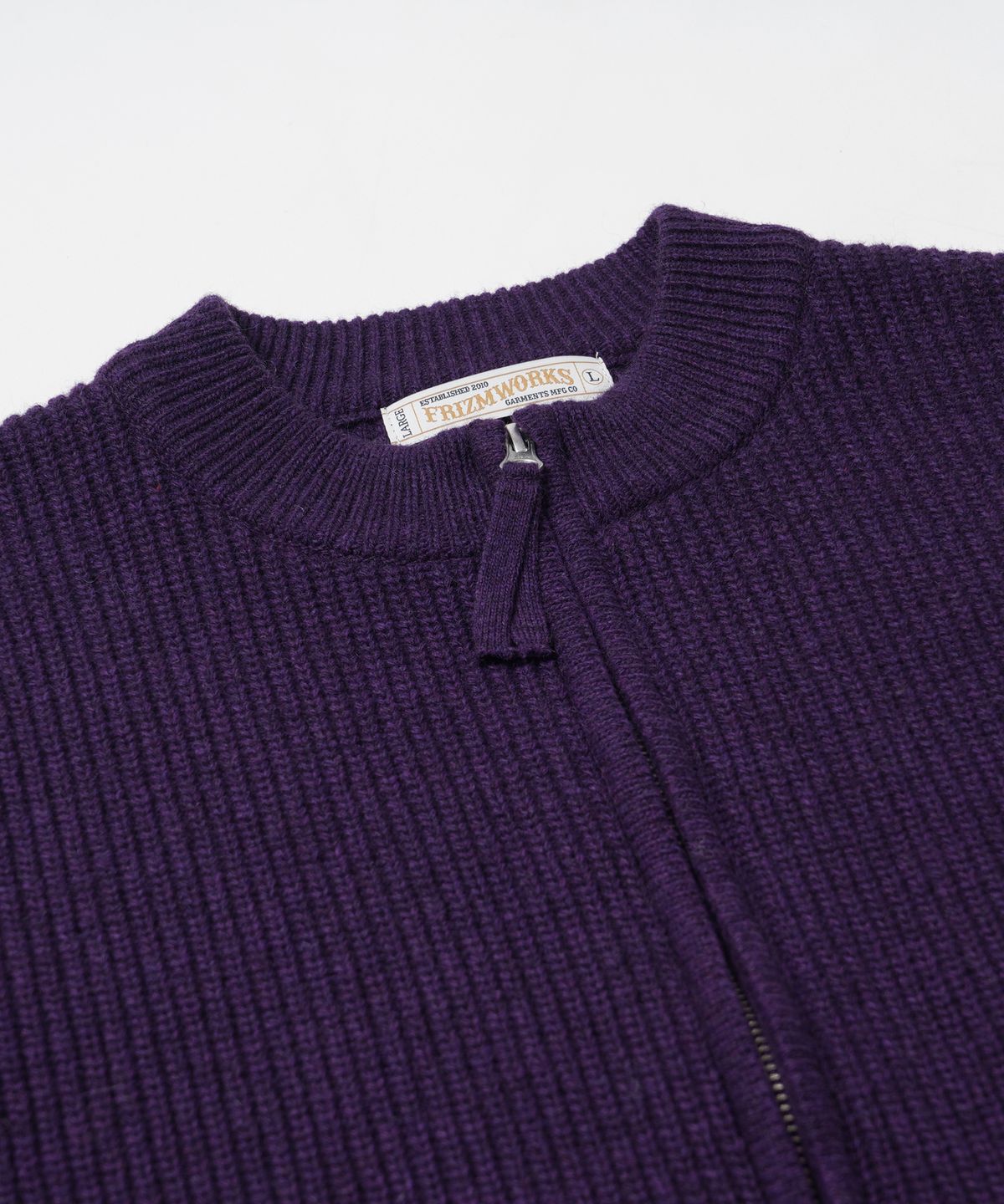 프리즘웍스(FRIZMWORKS) WOOL DECK ZIP UP CARDIGAN _ PURPLE