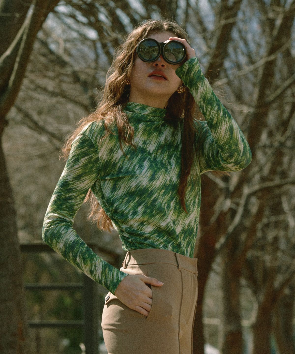 아이스가든에이오공팔(ICE GARDEN A.508) Field Trip Print Shirring Top
