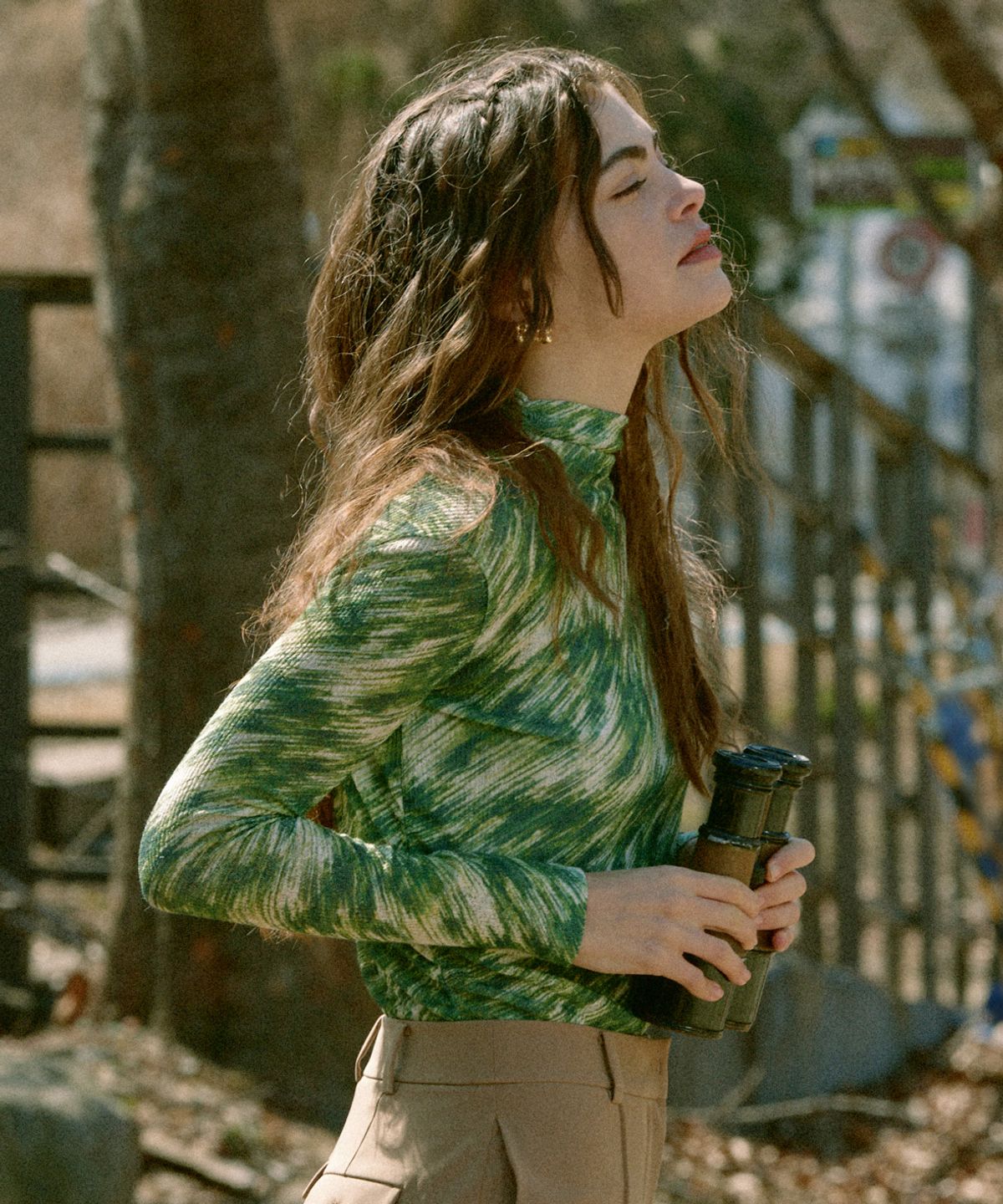 아이스가든에이오공팔(ICE GARDEN A.508) Field Trip Print Shirring Top