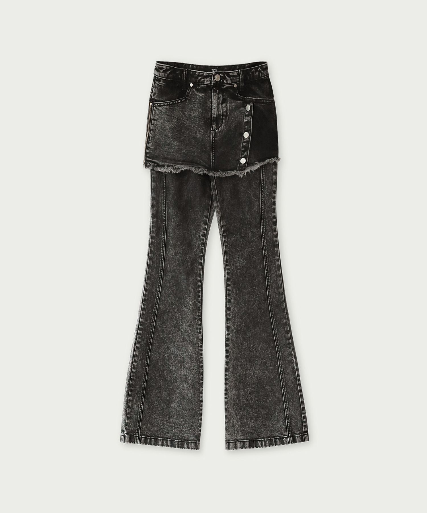 パンツ YUSE SKIRTLAYERED BOOTS CUT DENIM PANTS MUSINSA | YUSE SKIRT LAYERED BOOTS CUT DENIM PANTS - BLACK