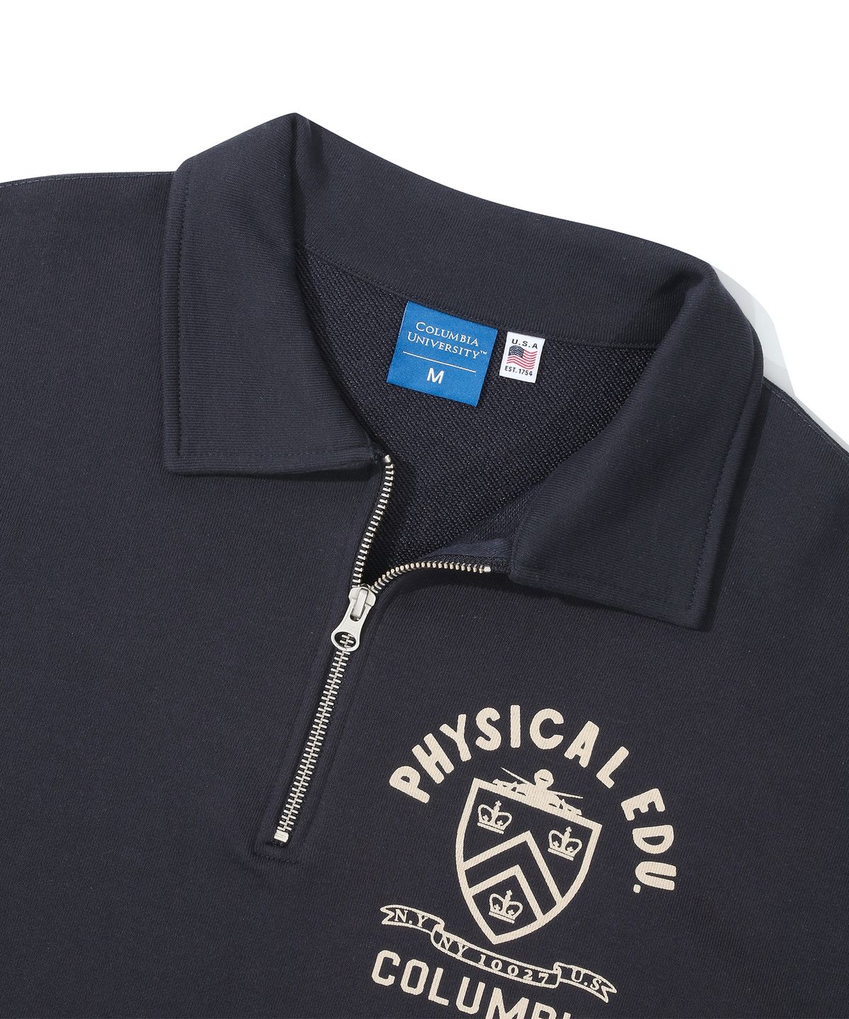 컬럼비아 유니버시티(COLUMBIA UNIVERSITY) 70 S PHYS EDU TERRY HALF ZU SWEATSHIRTS 크라운네이비