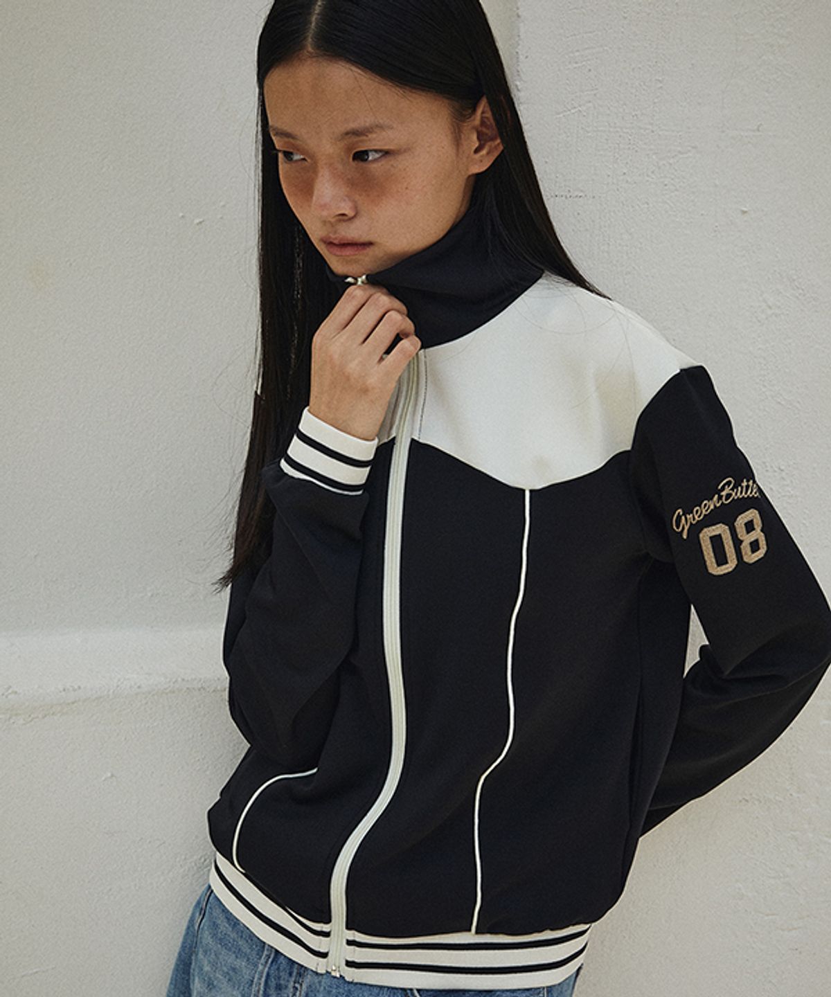 그린버터(GREENBUTTER) Western Chain Track Jacket (Black)