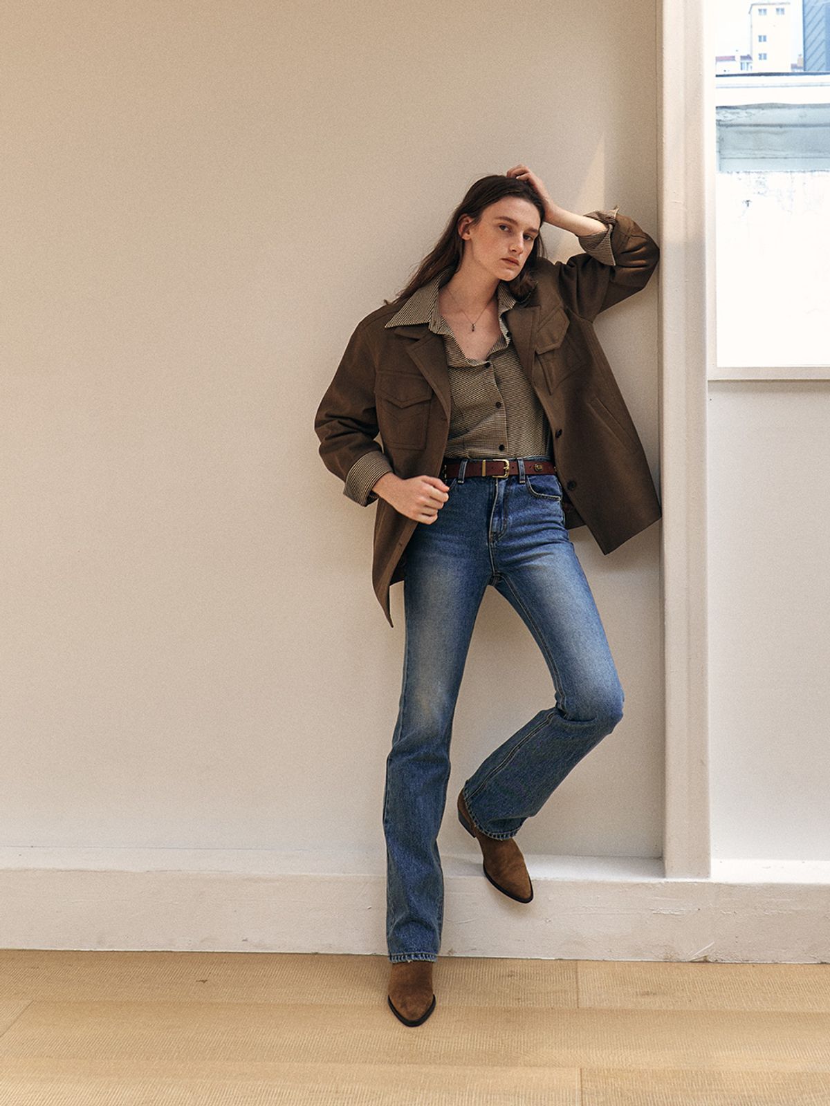 쿠메(KUMÉ) KUME Destroyed Straight Denim Pants, Blue