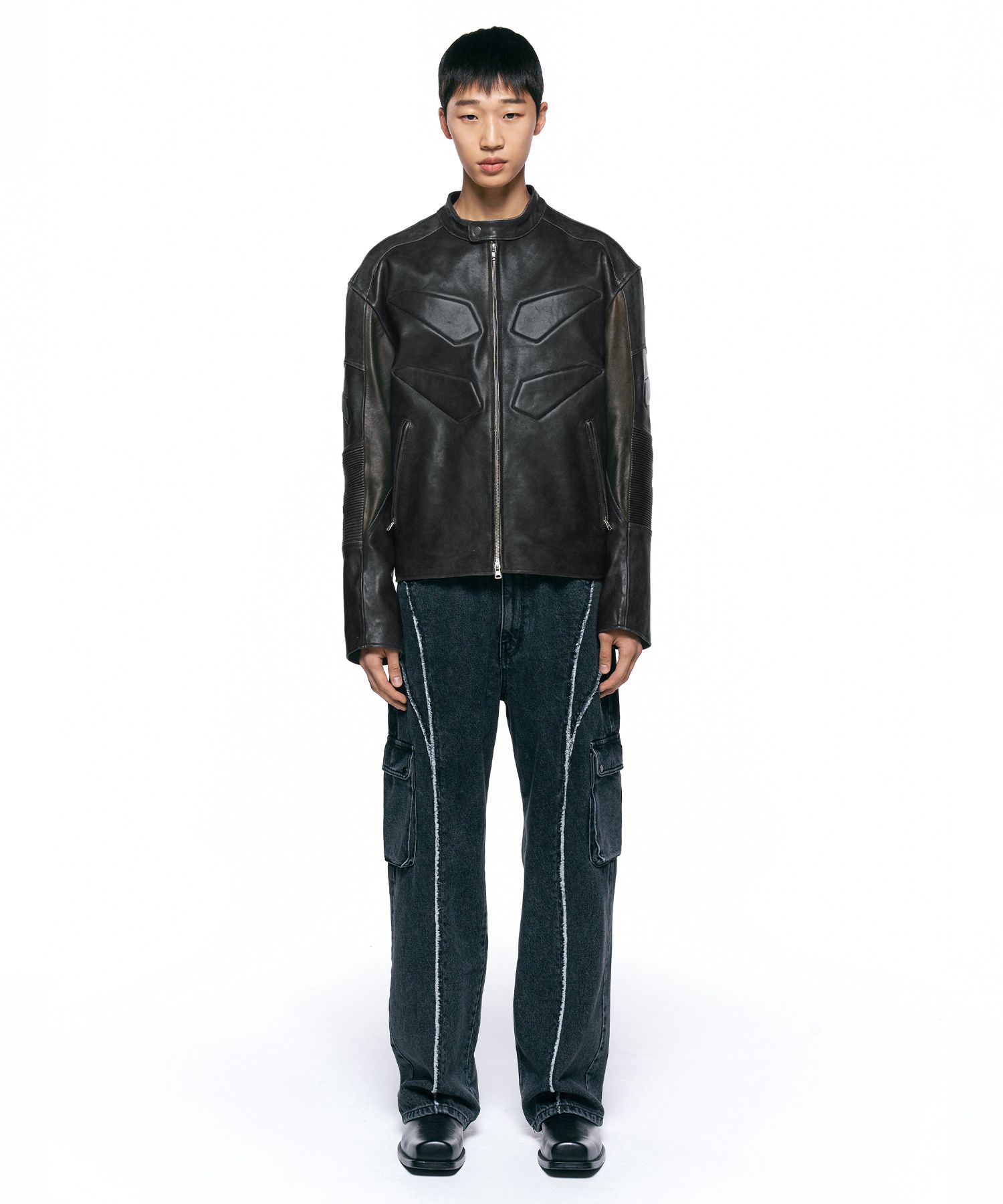 MUSINSA公式 | INSILENCE エンボバイクレザージャケット ブラック