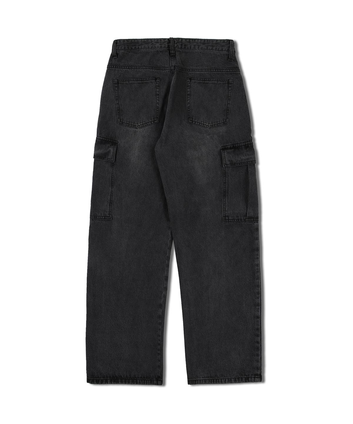 엔피스튜디오(NP STUDIO) 세미 와이드 카고 데님 팬츠 흑청
