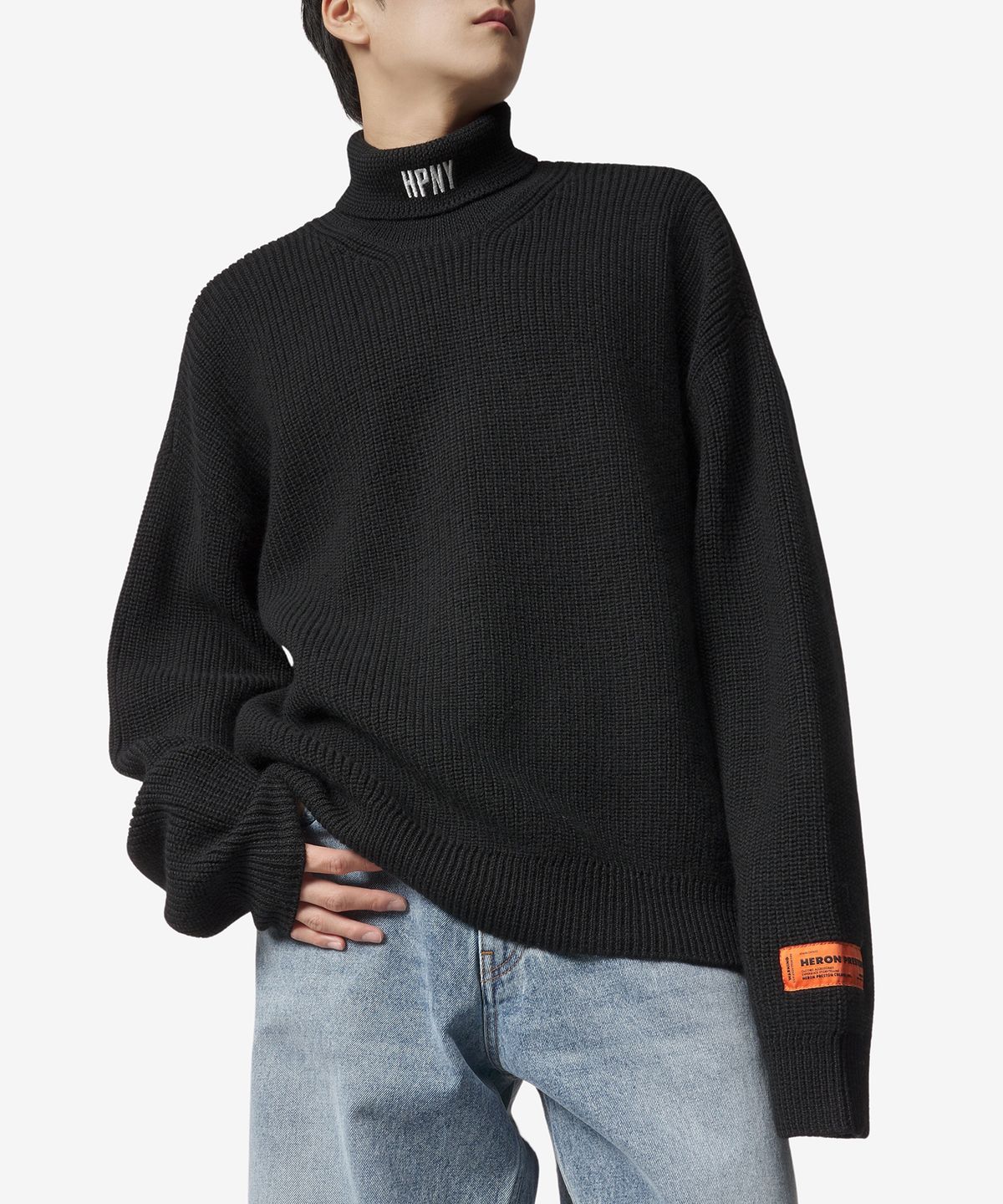 헤론 프레스톤(HERON PRESTON) HPNY 롤넥 스웨터 - 블랙 / HMHA006F23KNI0011001