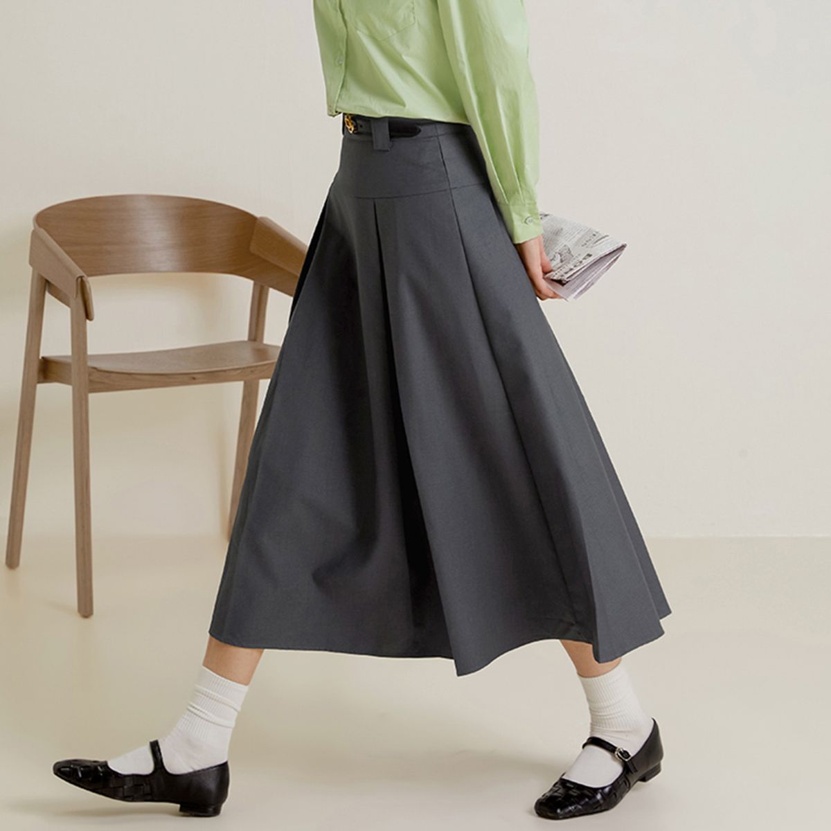 랭썬(LANGSON) LS_Big pleated a-line skirt