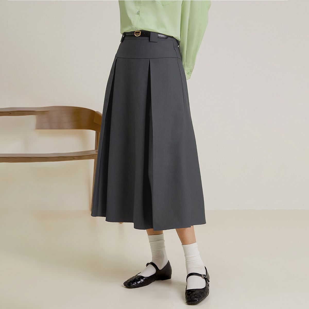 랭썬(LANGSON) LS_Big pleated a-line skirt