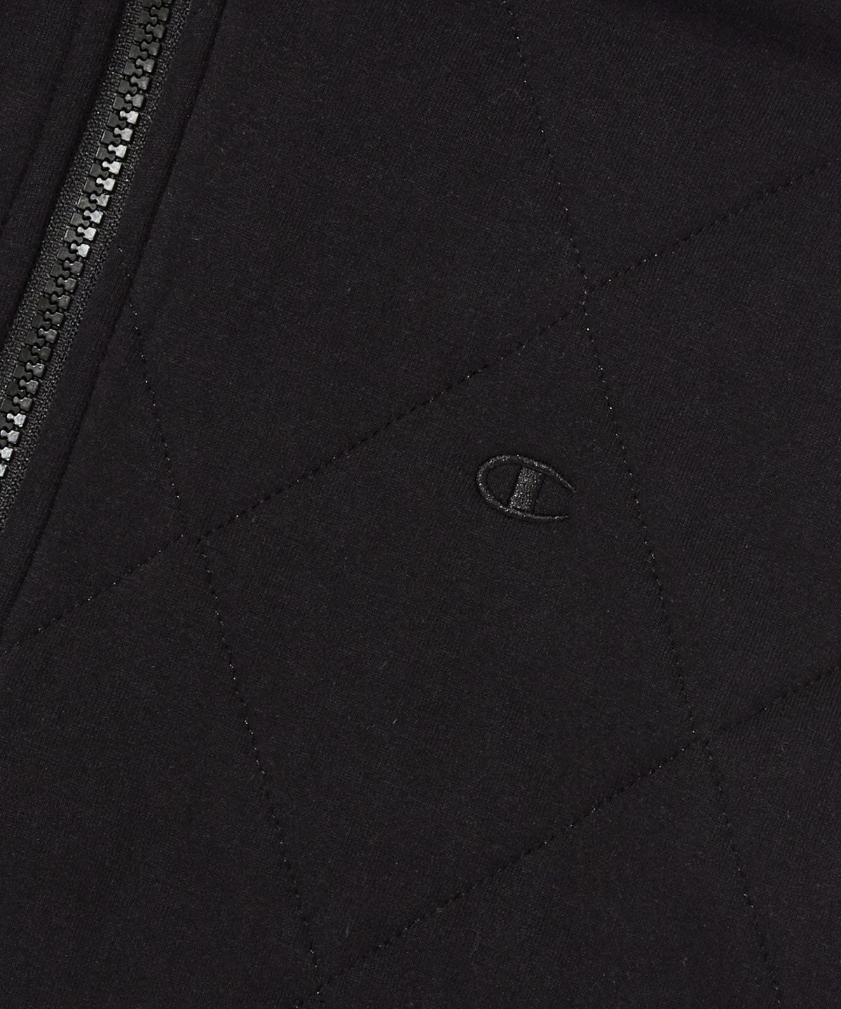 챔피온(CHAMPION) 여성 C로고 후드 퀼팅 베스트 Black