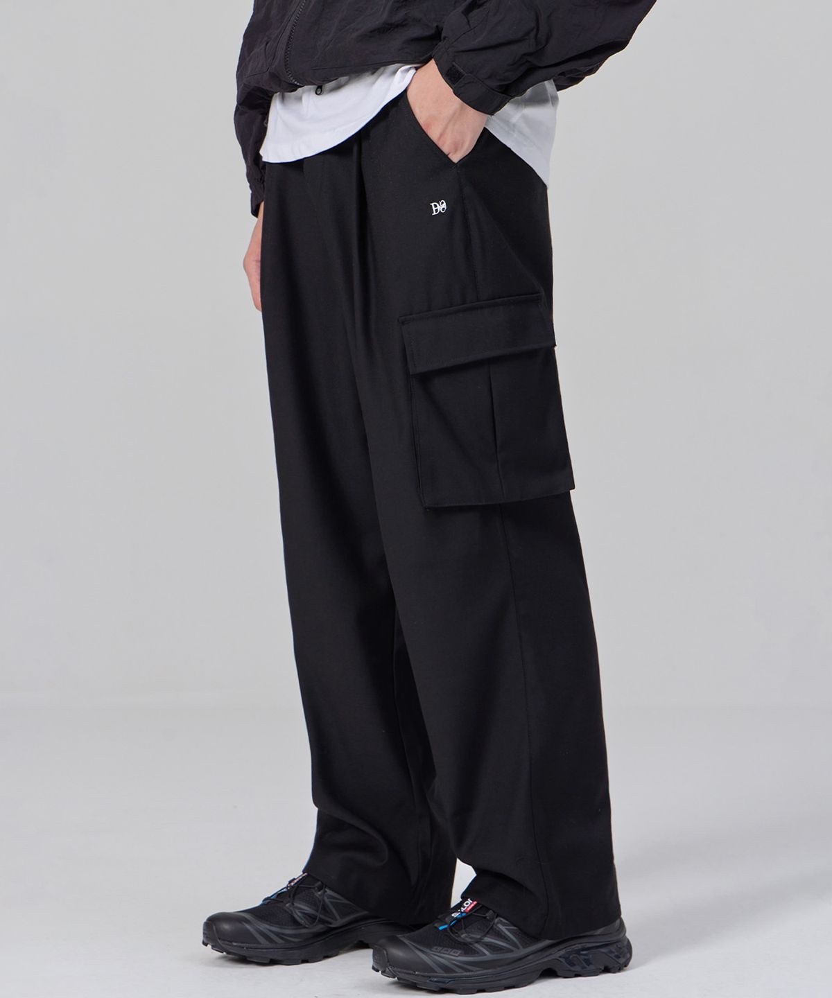 디스펑트(DYSFUNCT) Clock Wide String Cargo Jogger Slacks Pants (BLACK)