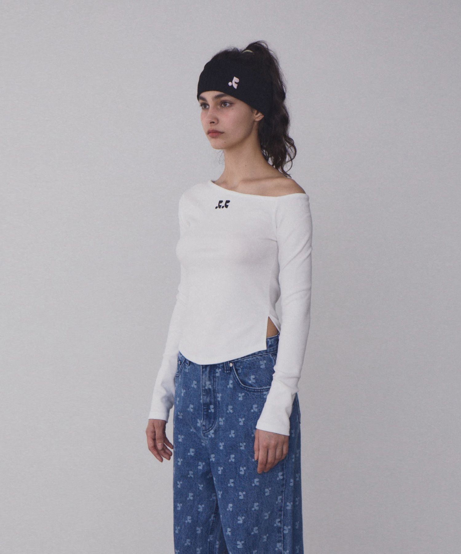 MUSINSA | REST&RECREATION RR ONE SHOULDER LONG SLEEVE TOP_WHITE