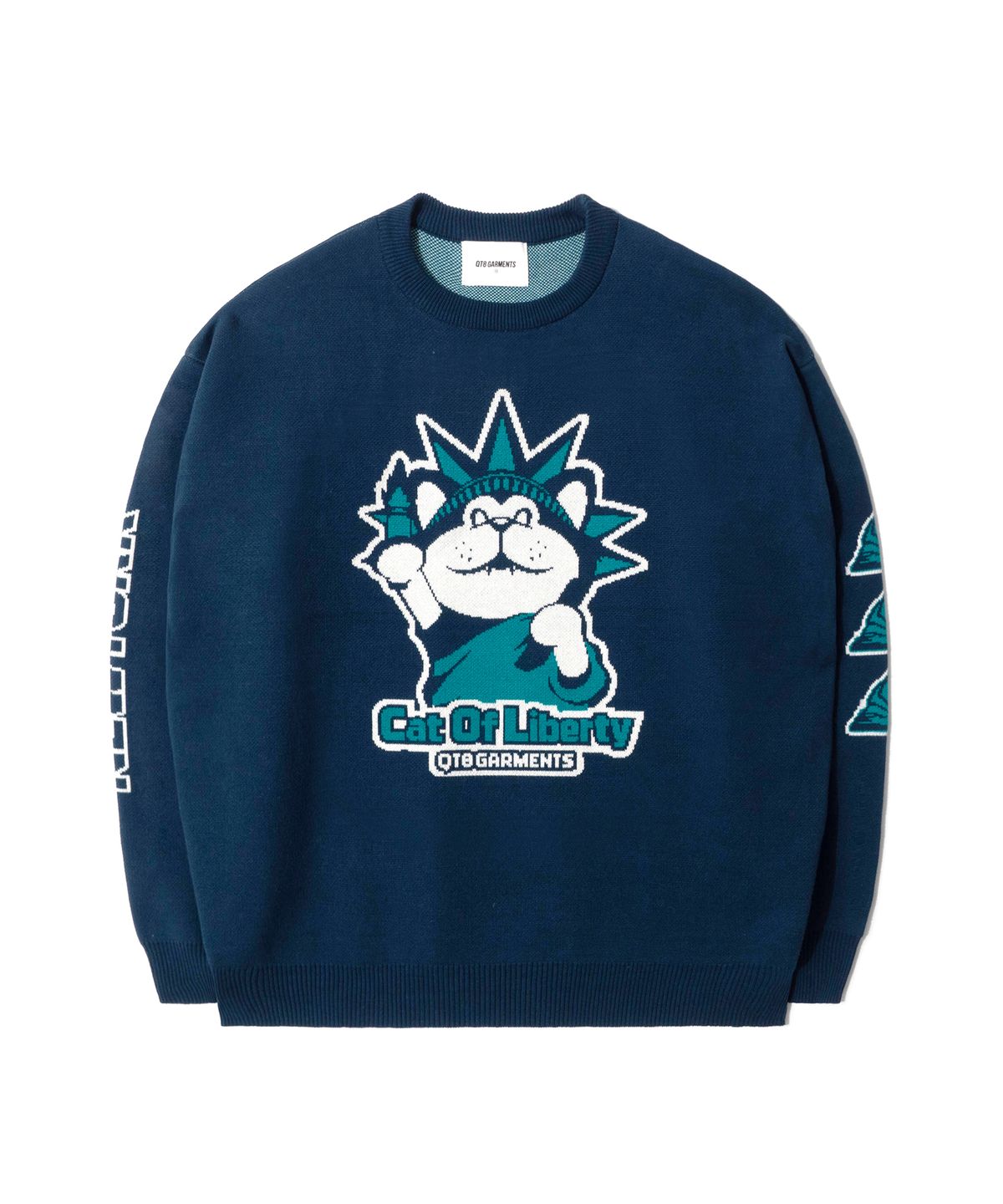 큐티에잇 가먼츠(QT8 GARMENTS) GB Cat of Liberty Jacquard Sweater (Deep Blue)