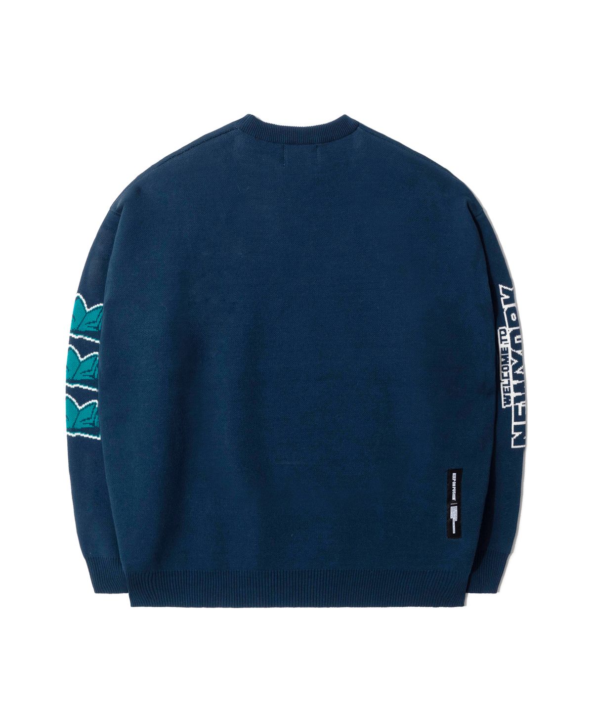 큐티에잇 가먼츠(QT8 GARMENTS) GB Cat of Liberty Jacquard Sweater (Deep Blue)