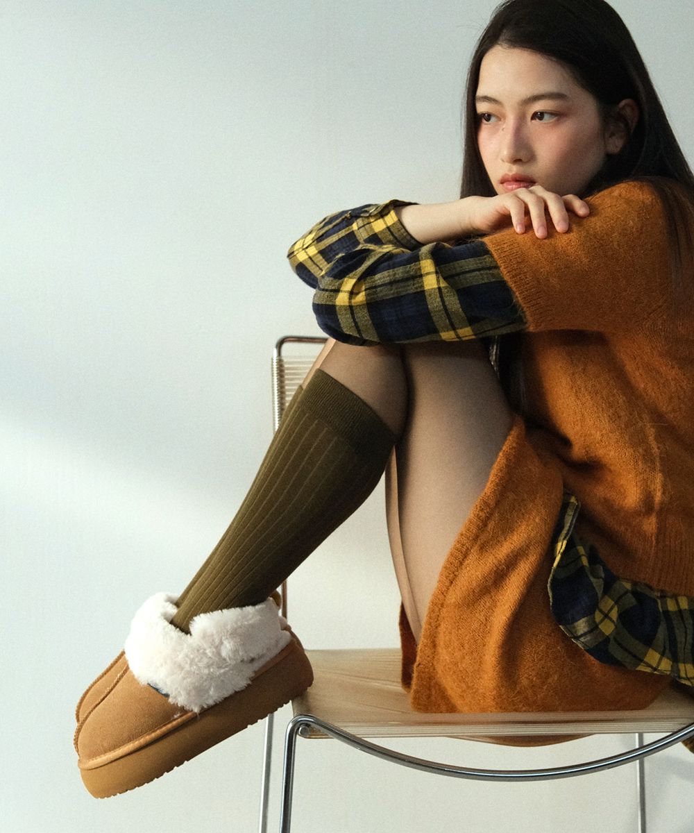 早期完売[Rockfish Weatherwear] CLOUDY FLATFORM FUR SLINGBACK Rockfish Weatherwear】Cloudy Flatform Fur Slingback - 5