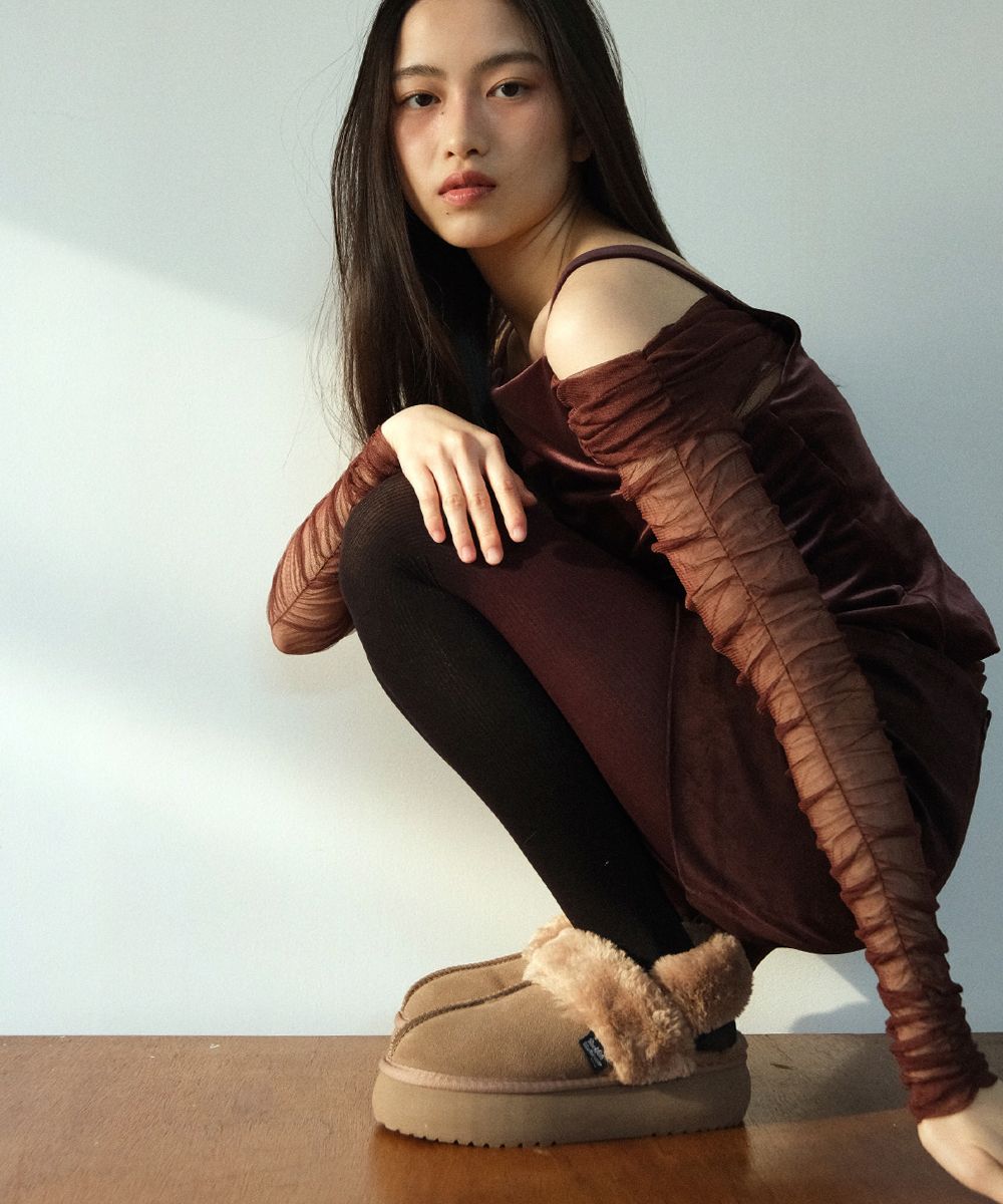 早期完売[Rockfish Weatherwear] CLOUDY FLATFORM FUR SLINGBACK ROCKFISH WEATHERWEAR】CLOUDY FLATFORM FUR SLINGBACK - 5color