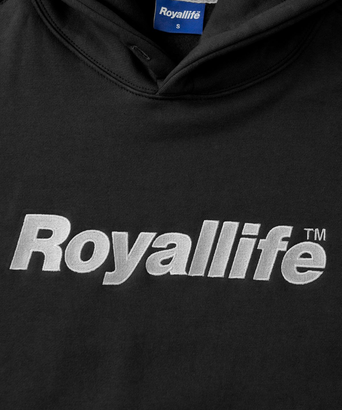 로얄라이프(ROYALLIFE) RLPH3001 OG 자수 로고 기모 후드티 - 블랙