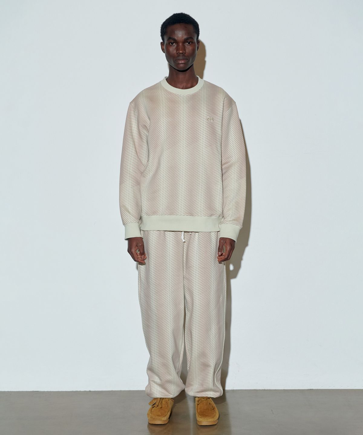 스컬프터(SCULPTOR) Irregular Stripe Sweatshirt Raw/Indie Pink