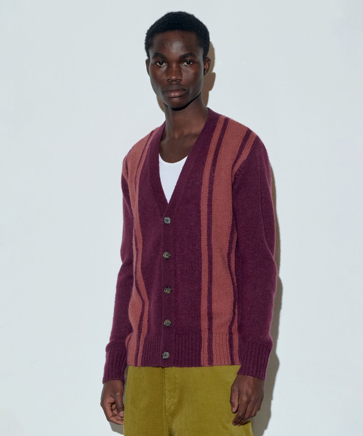 스컬프터(SCULPTOR) Mohair Stripe Cardigan D.Purple