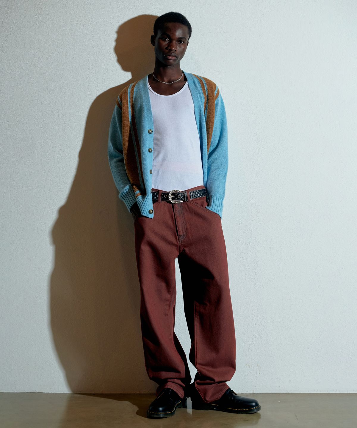 스컬프터(SCULPTOR) Mohair Stripe Cardigan Sky Blue