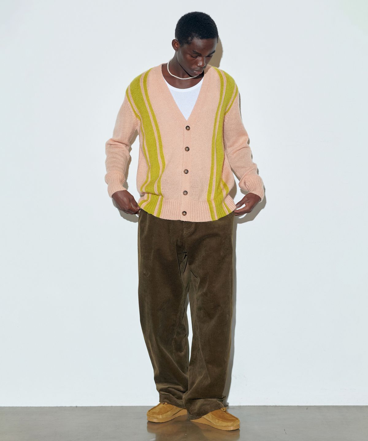스컬프터(SCULPTOR) Mohair Stripe Cardigan Indie Pink