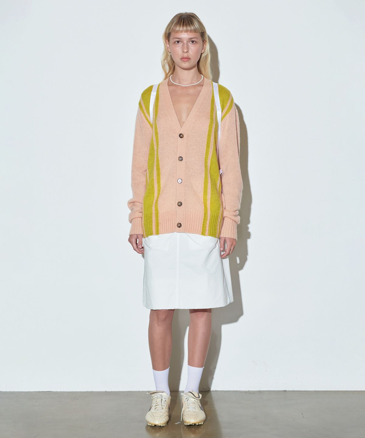 스컬프터(SCULPTOR) Mohair Stripe Cardigan Indie Pink