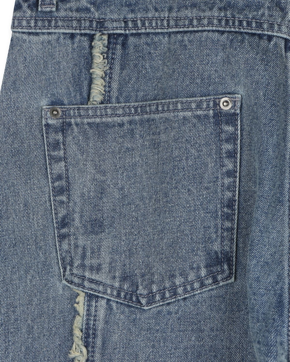 비슬로우(BESLOW) CUT OFF CURVED SEAM JEANS BLUE