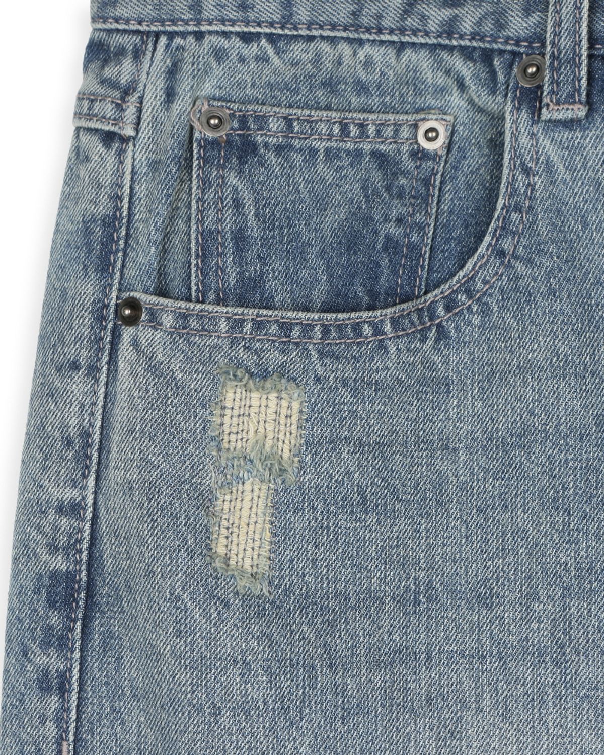 비슬로우(BESLOW) DISTRESSED DOUBLE KNEE JEANS VINTAGE BLUE