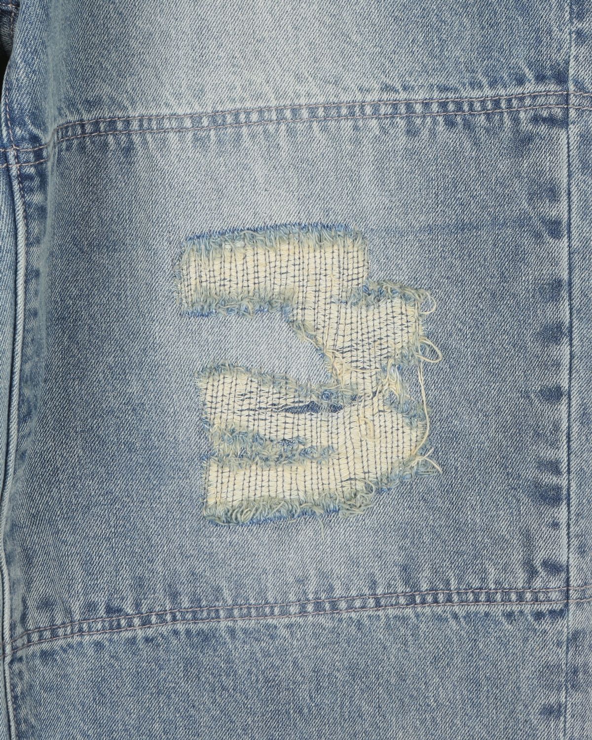 비슬로우(BESLOW) DISTRESSED DOUBLE KNEE JEANS VINTAGE BLUE