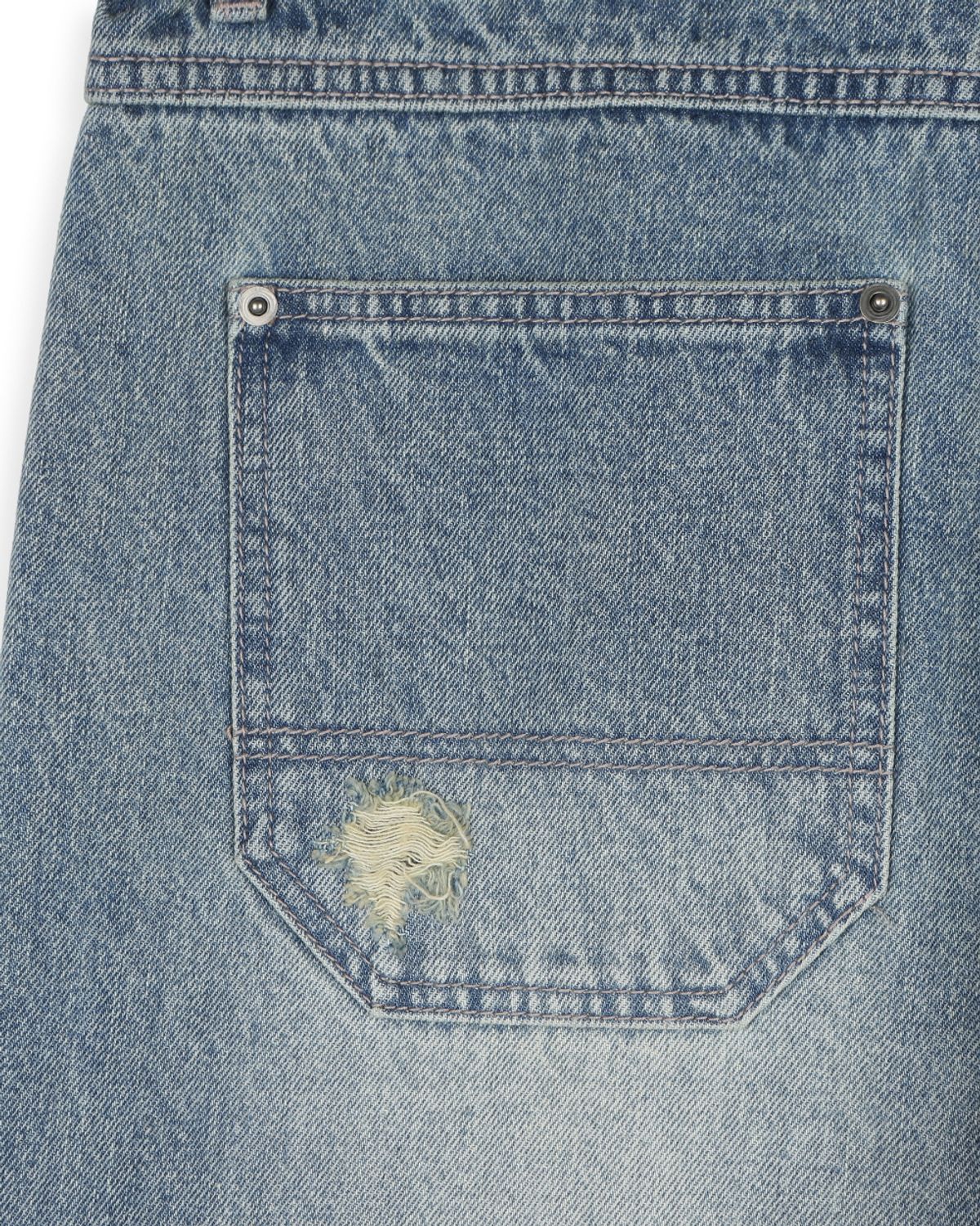 비슬로우(BESLOW) DISTRESSED DOUBLE KNEE JEANS VINTAGE BLUE