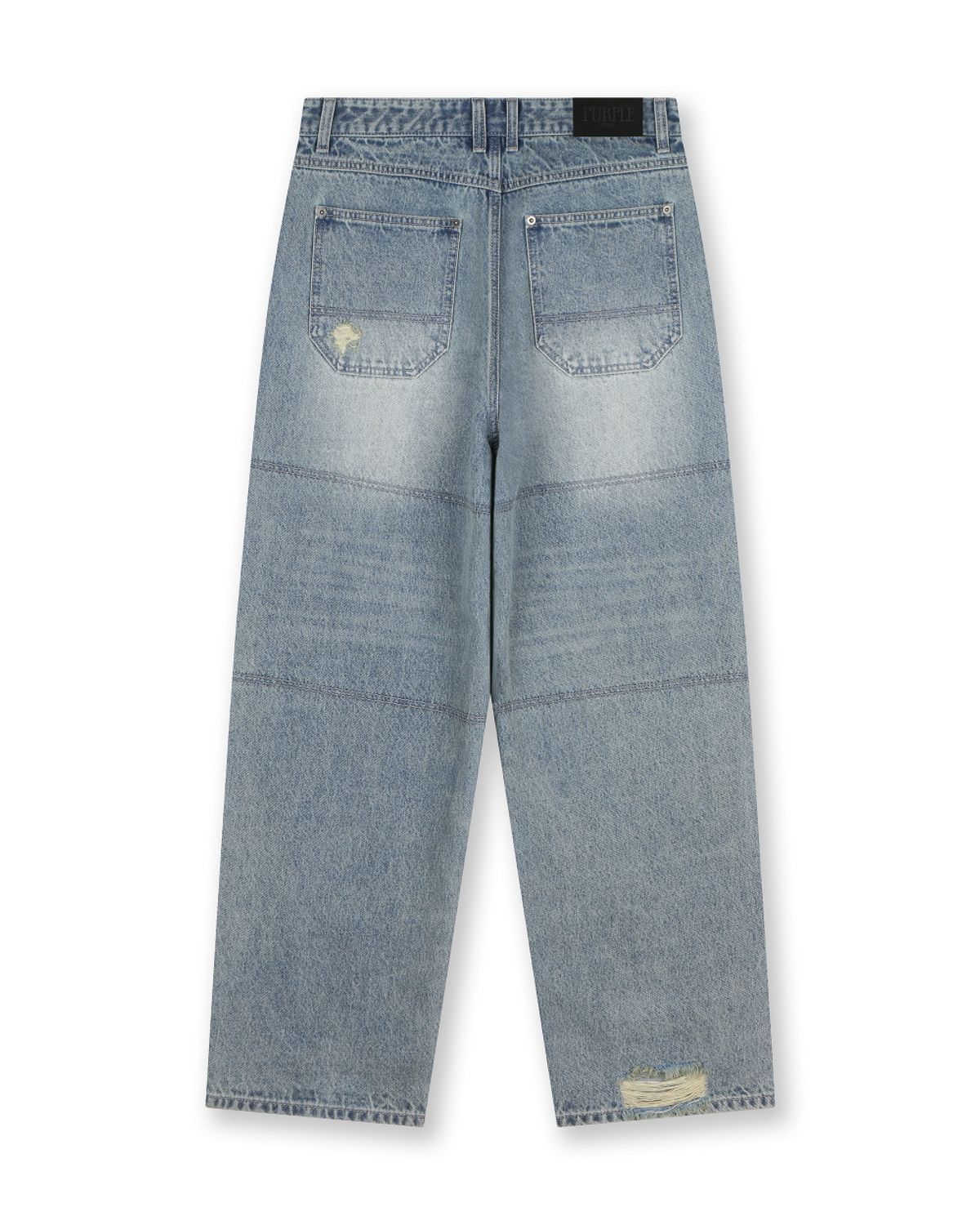 비슬로우(BESLOW) DISTRESSED DOUBLE KNEE JEANS VINTAGE BLUE