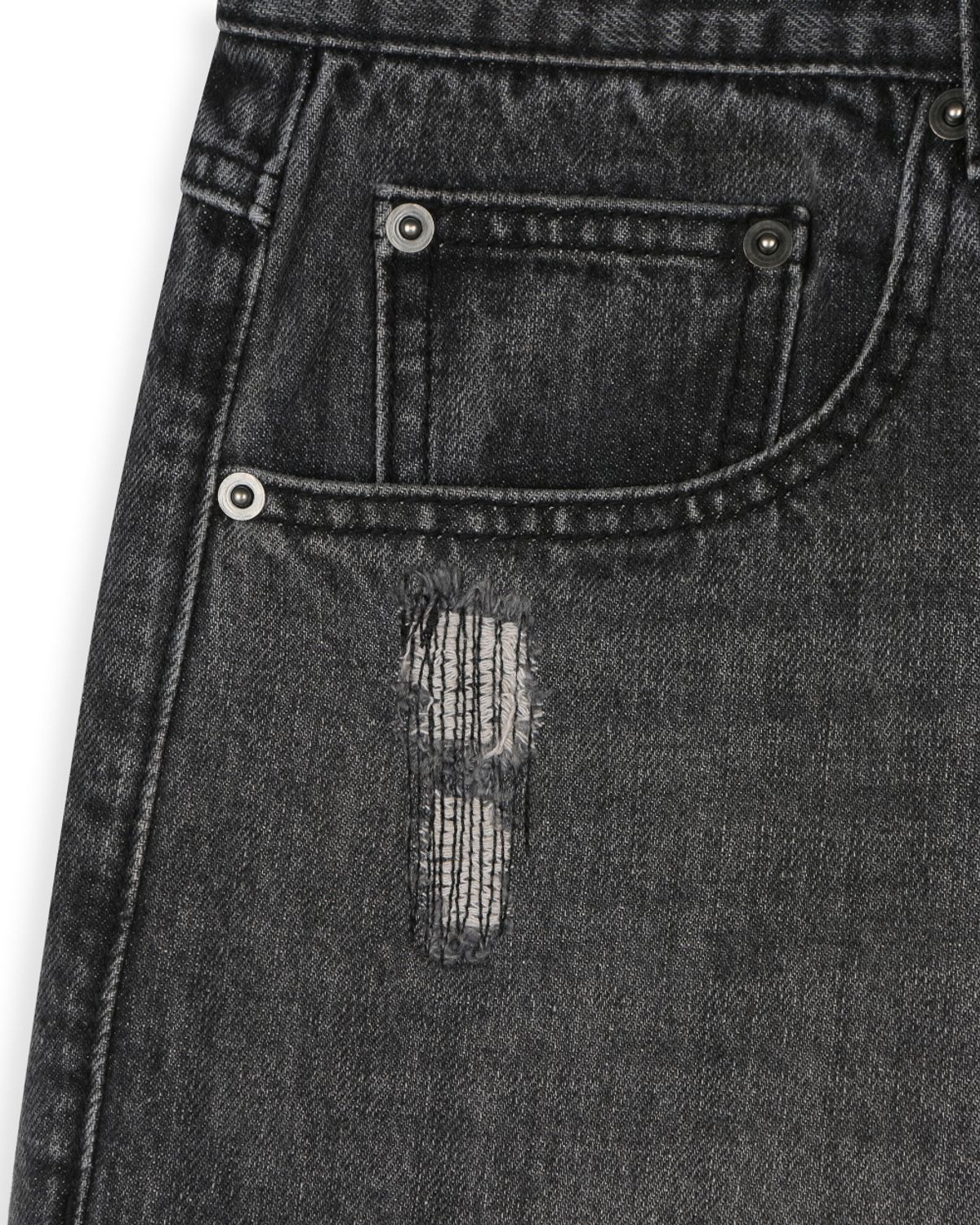 비슬로우(BESLOW) DISTRESSED DOUBLE KNEE JEANS BLACK