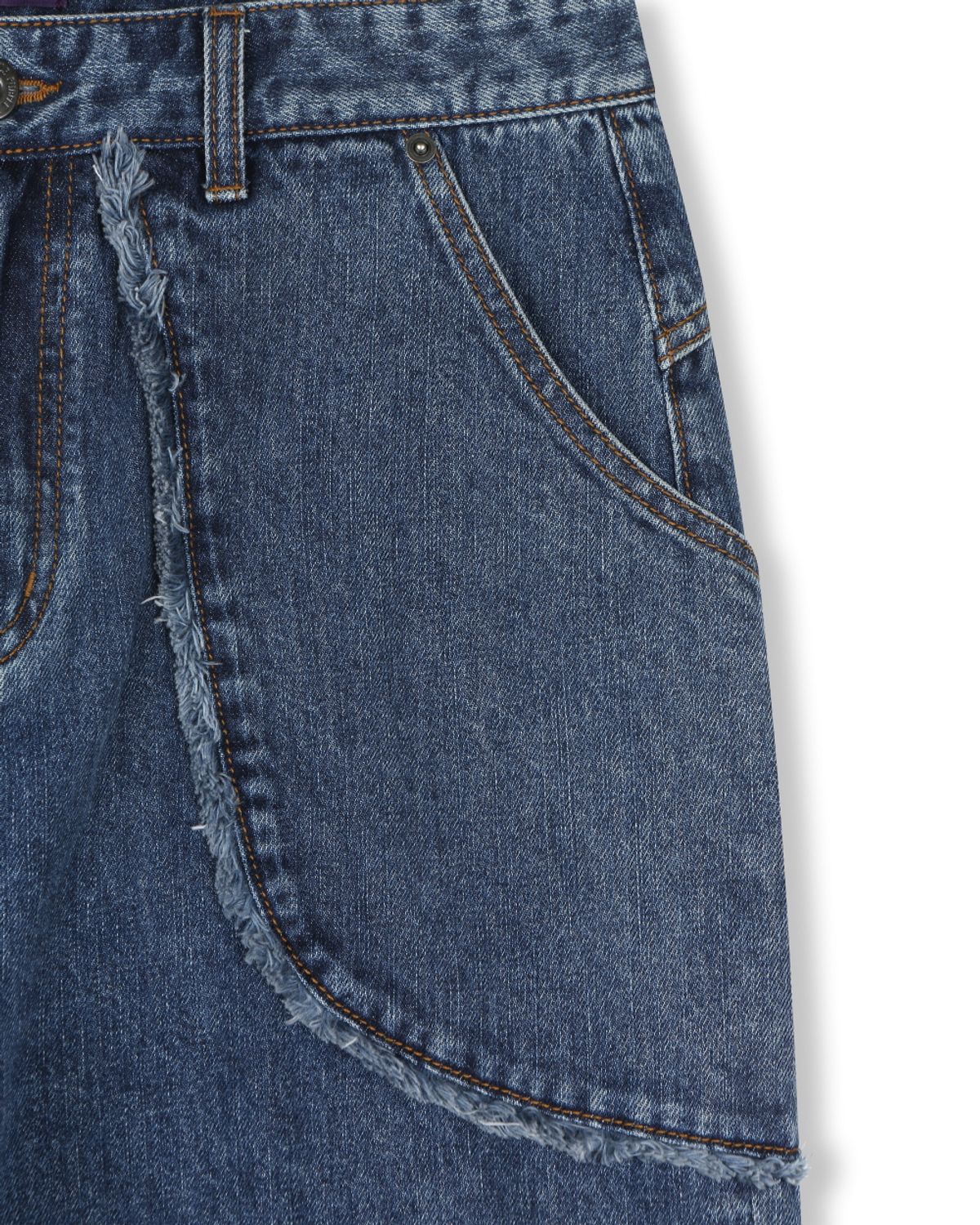 비슬로우(BESLOW) CUT OUT CURVED POCKET JEANS BLUE