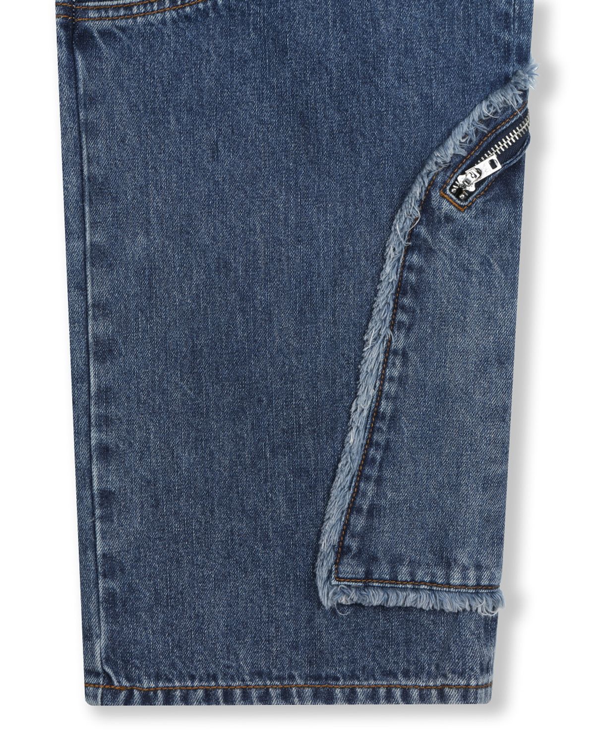 비슬로우(BESLOW) CUT OUT CURVED POCKET JEANS BLUE