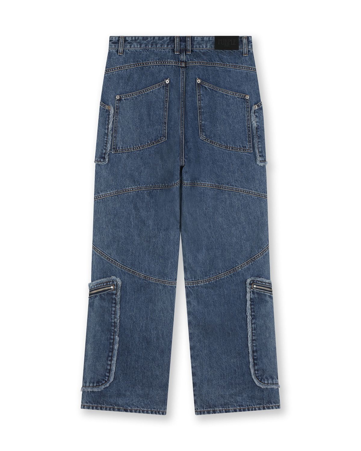 비슬로우(BESLOW) CUT OUT CURVED POCKET JEANS BLUE