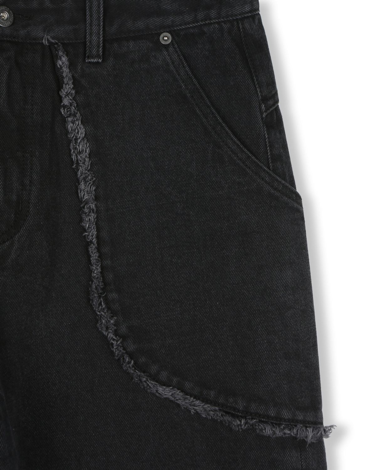 비슬로우(BESLOW) CUT OUT CURVED POCKET JEANS BLACK