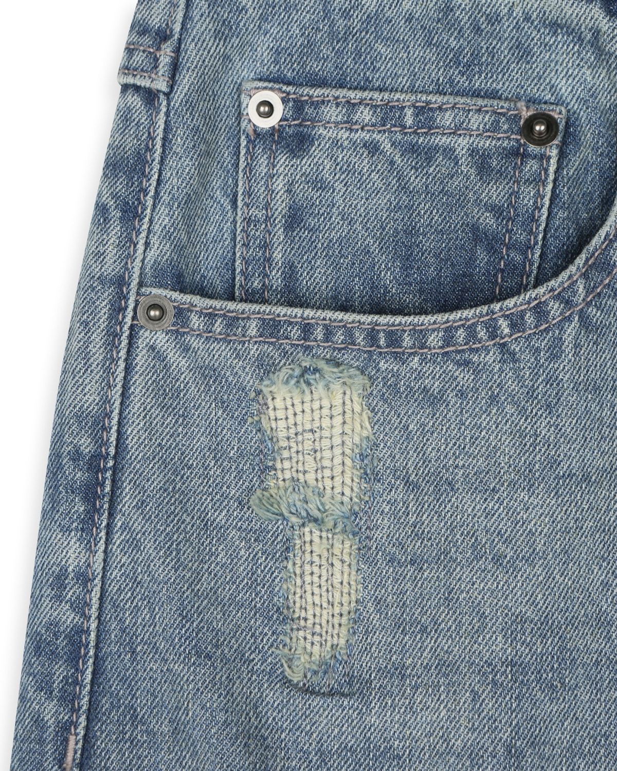 비슬로우(BESLOW) FADED DENIM CARGO PANTS VINTAGE BLUE