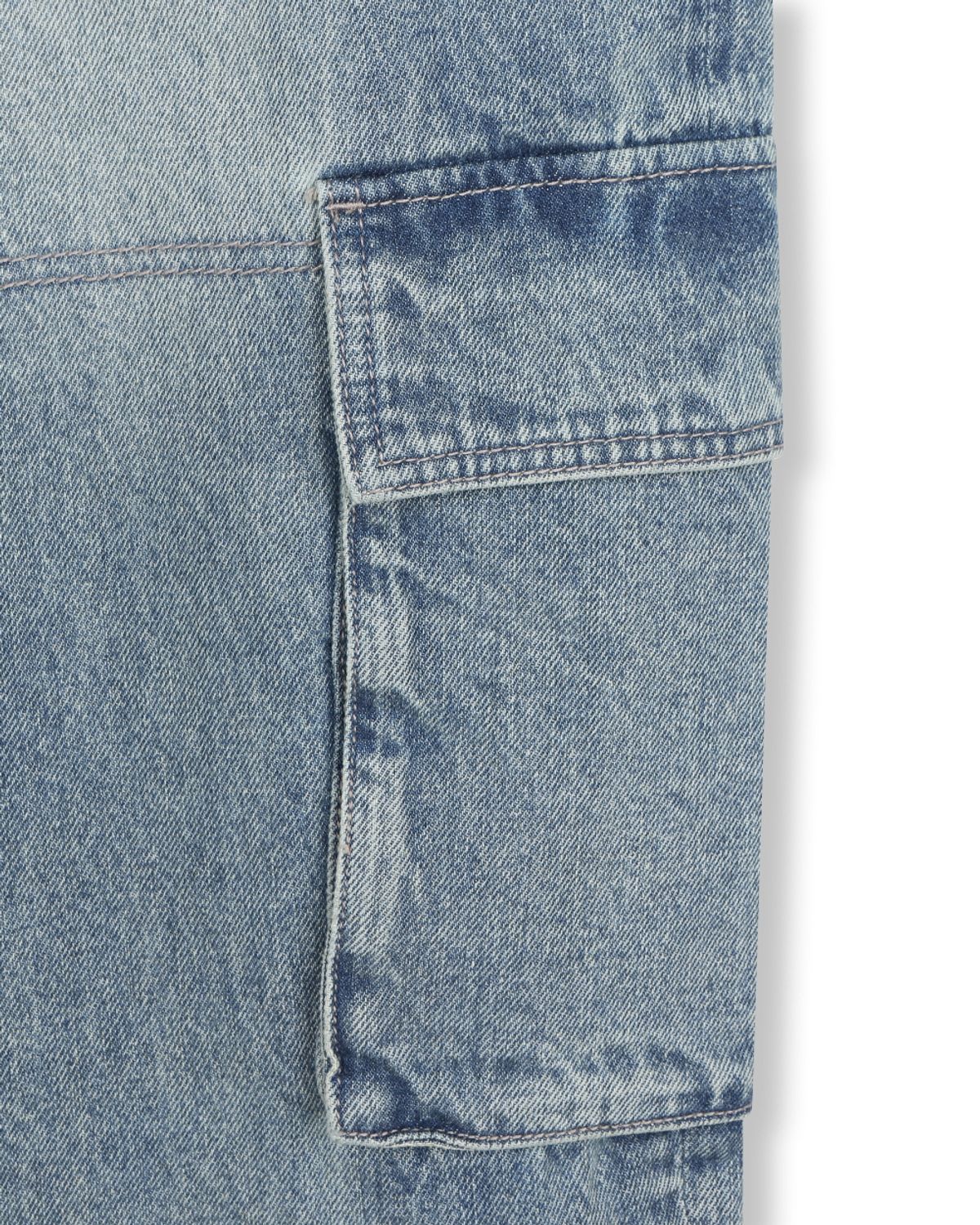 비슬로우(BESLOW) FADED DENIM CARGO PANTS VINTAGE BLUE