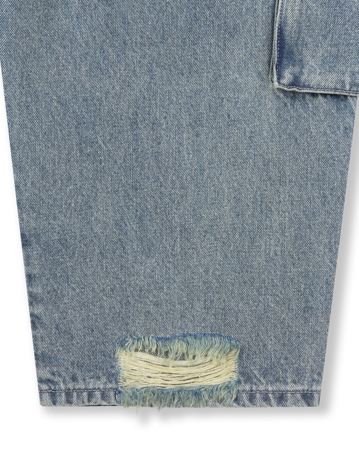 비슬로우(BESLOW) FADED DENIM CARGO PANTS VINTAGE BLUE