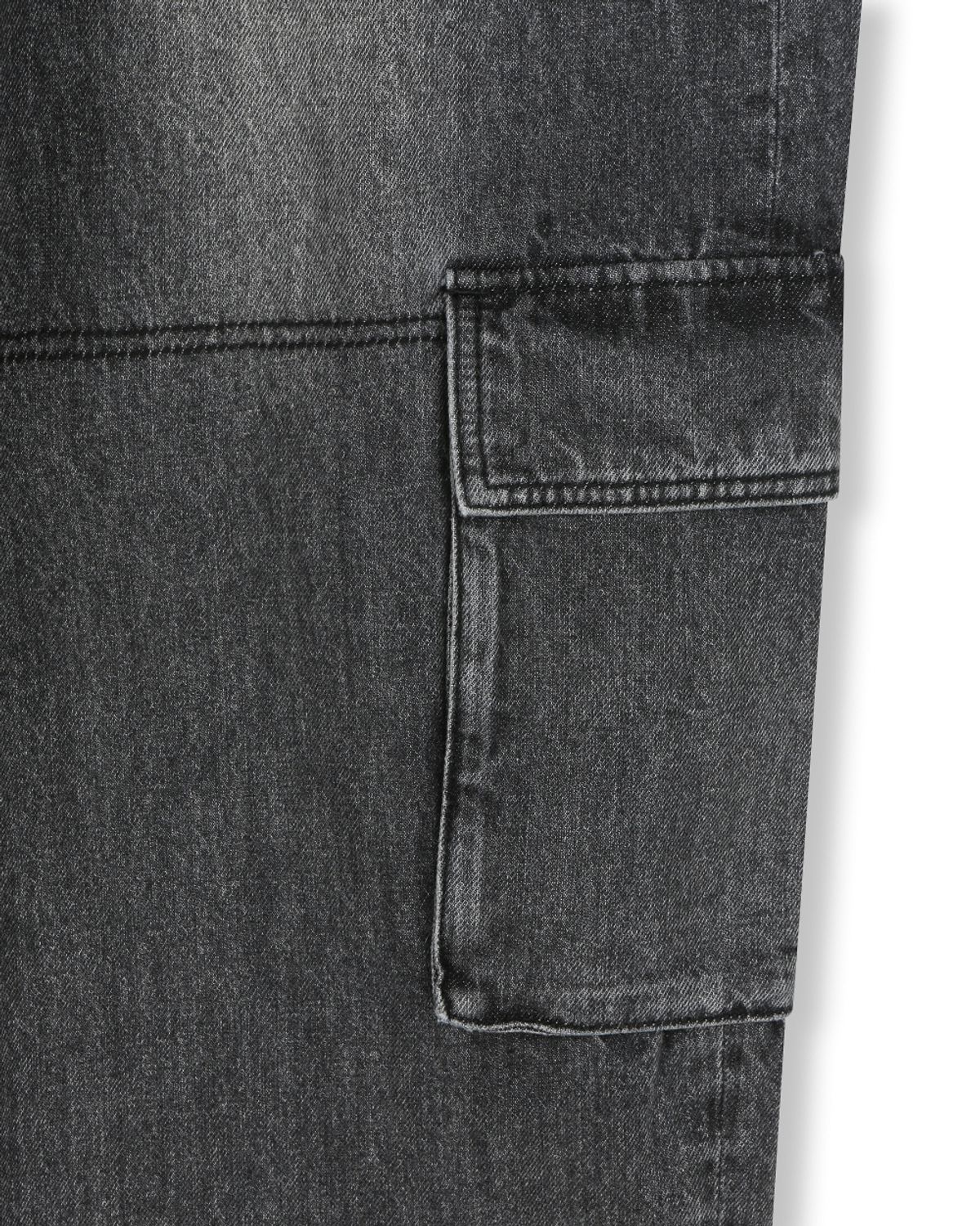 비슬로우(BESLOW) FADED DENIM CARGO PANTS BLACK