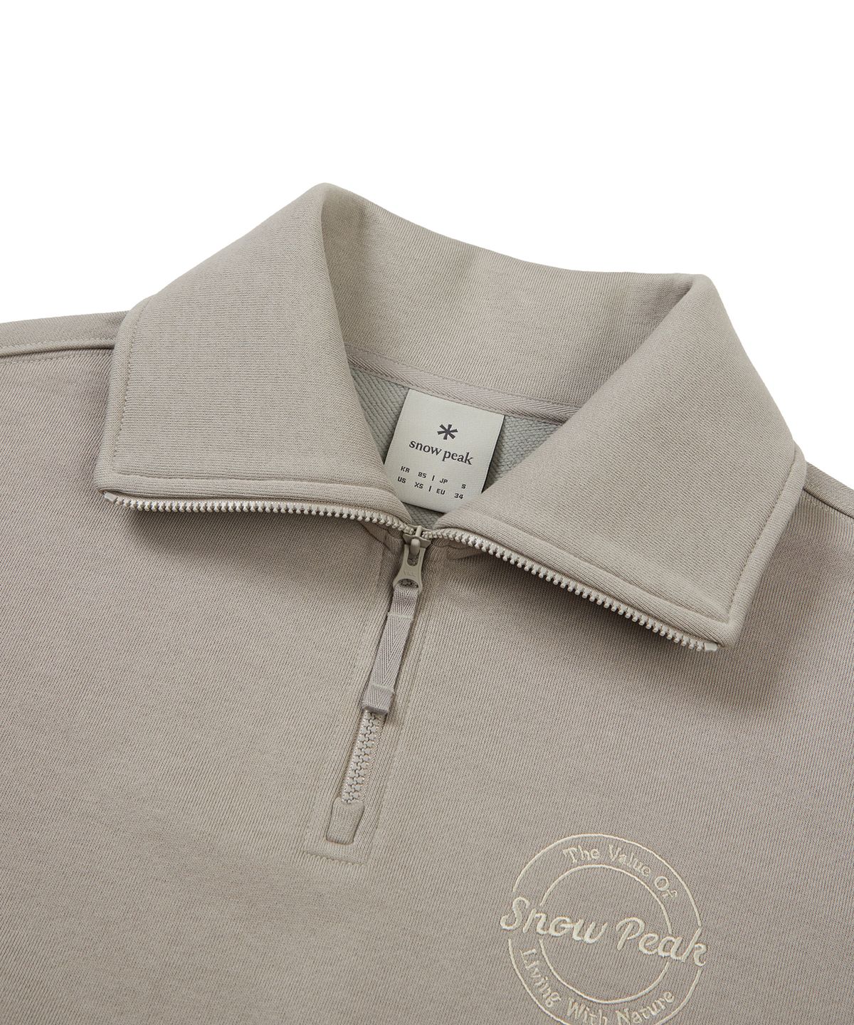 스노우피크 어패럴(SNOWPEAK APPAREL) 랜드 우먼스 세미크롭 기모 하프집업 Beige Gray (S23FWFZT61)